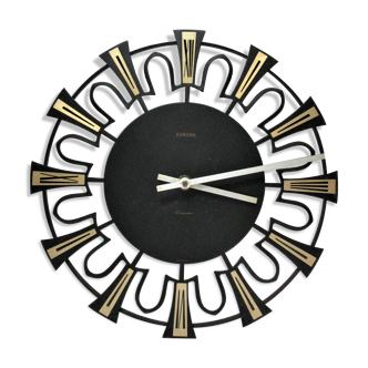 black and gold metal wall clock design 60s