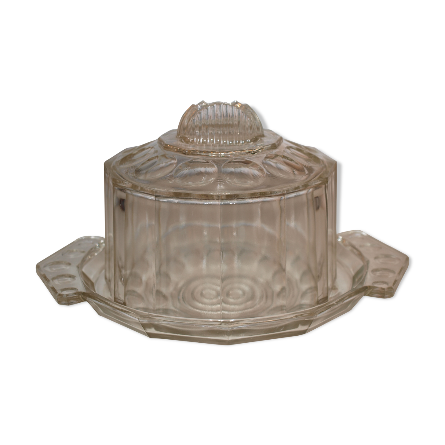 Cloche verre et plateau, art deco des années 30