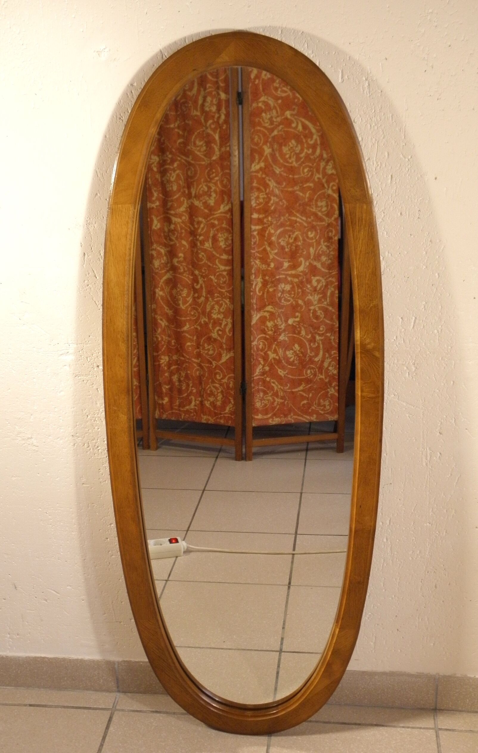 Oval mirror wooden frame 126 cm