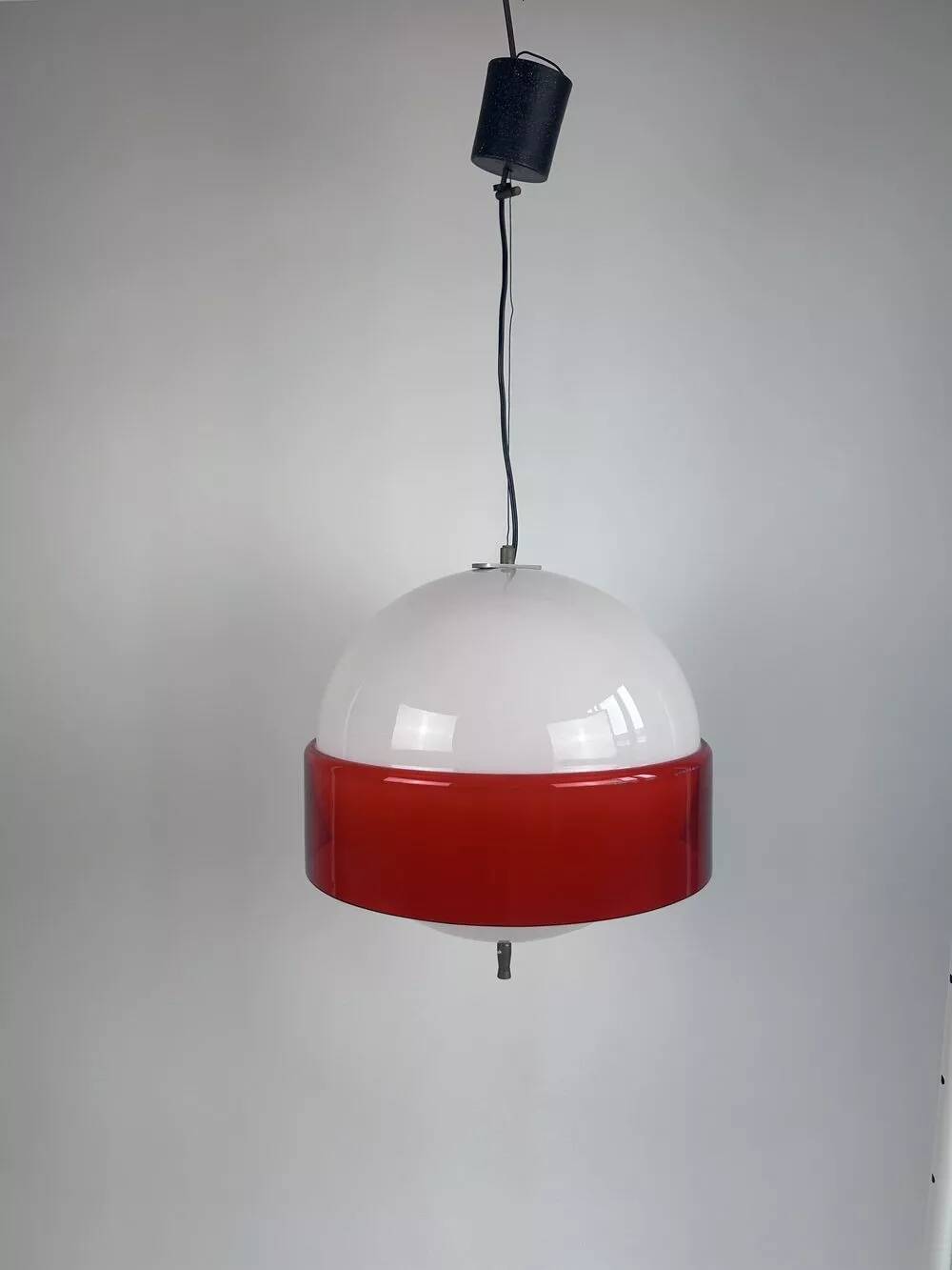 "Orbital" pendant light – red and white (1970s)