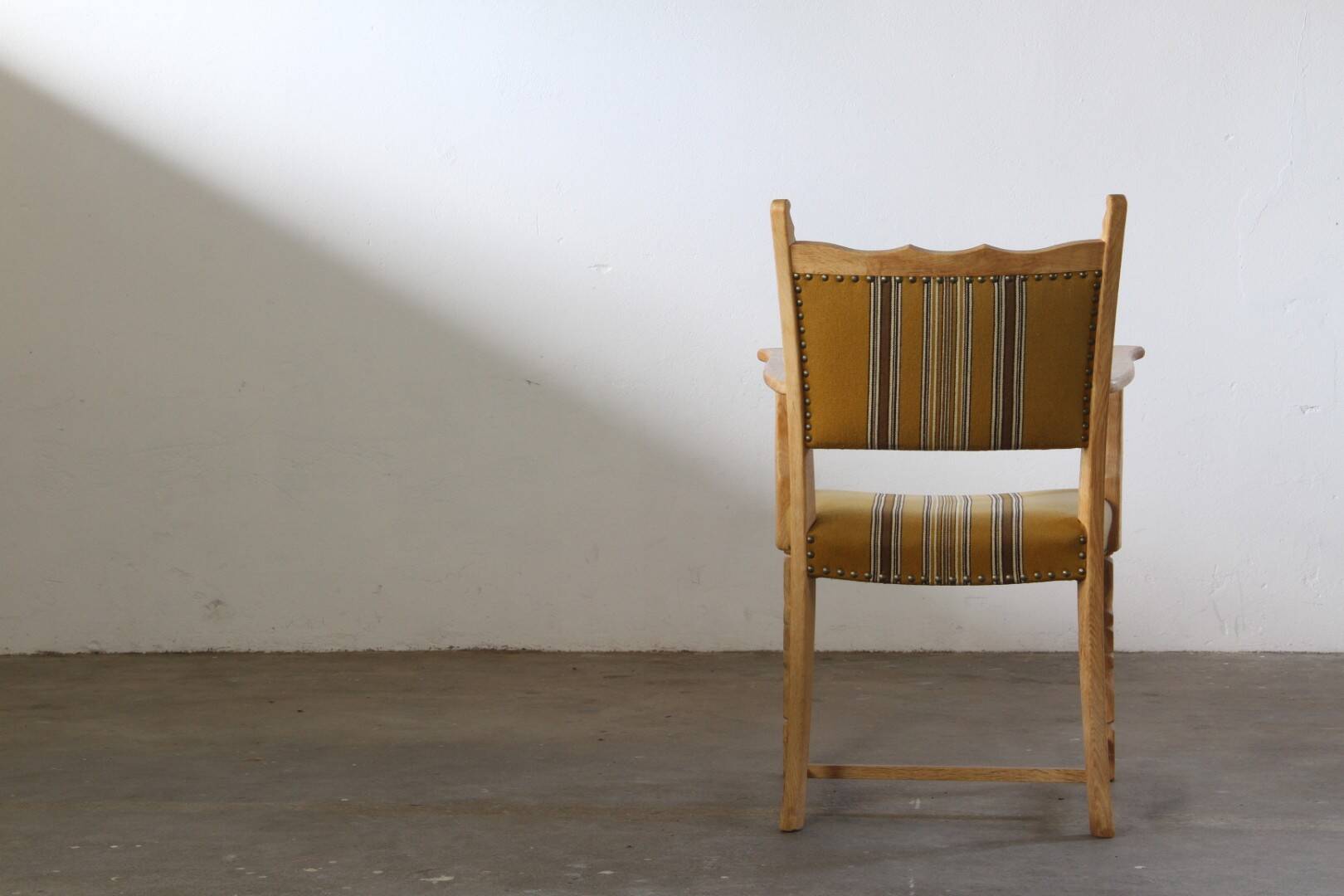 Vintage Danish Solid Oak Brutalist Armchair, Henning Kjærnulf style, 1960s