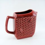 Red ceramic pitcher - bees and honeycombs decor - St Clément France - vintage 60s