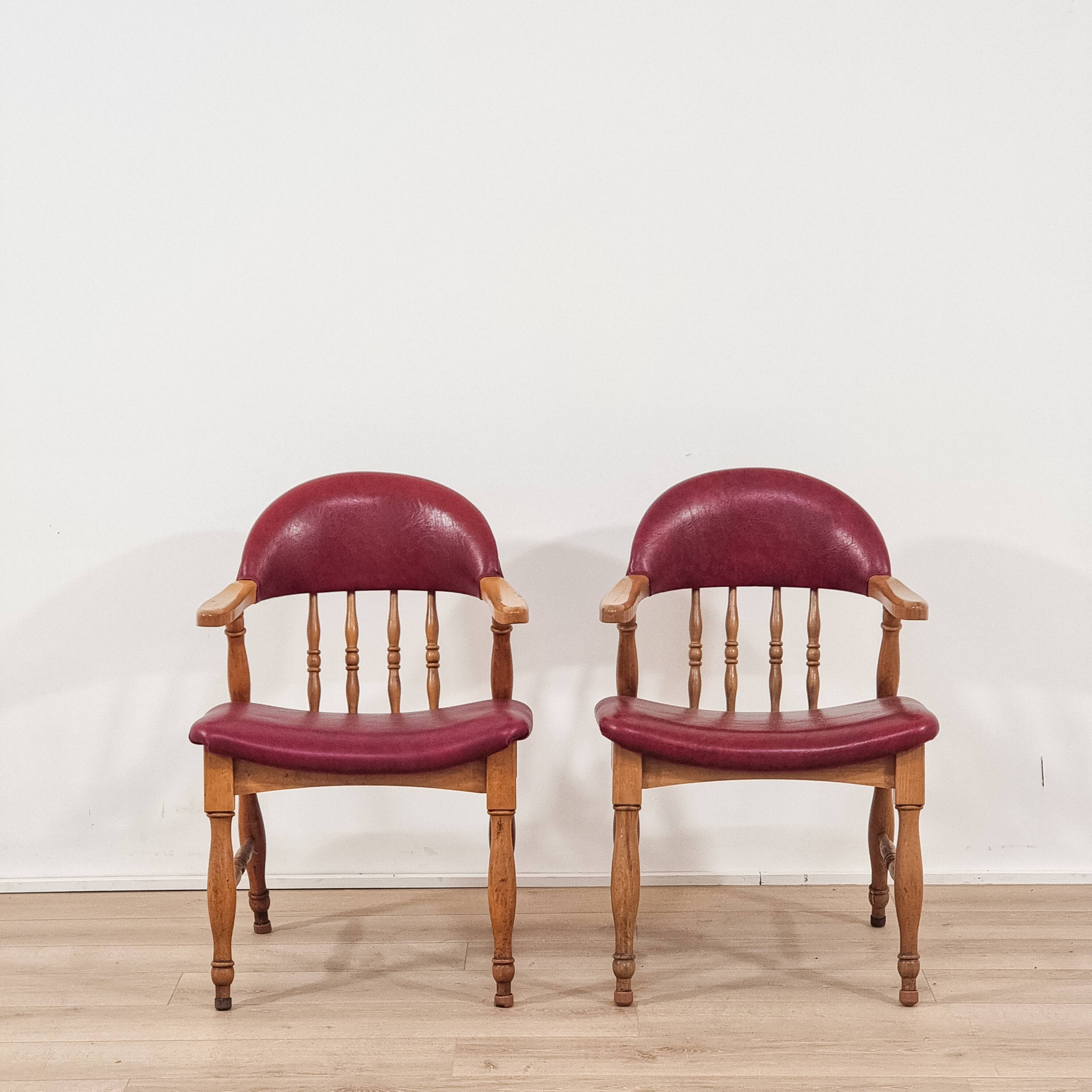 Paire de fauteuils en bois des années 1950