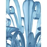 Contemporary Venetian Blue Satin Murano Glass Chandelier with 8 Arms