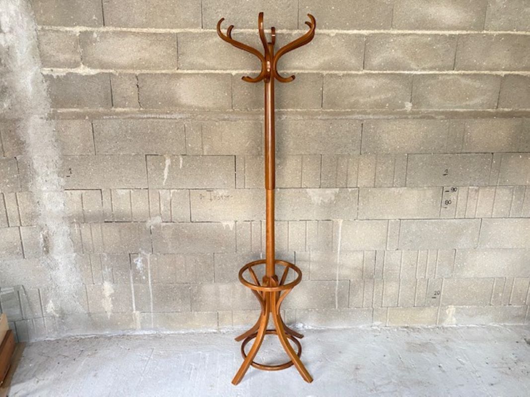 Coat rack swivel parrot Baumann bistro style 1960 curved wood