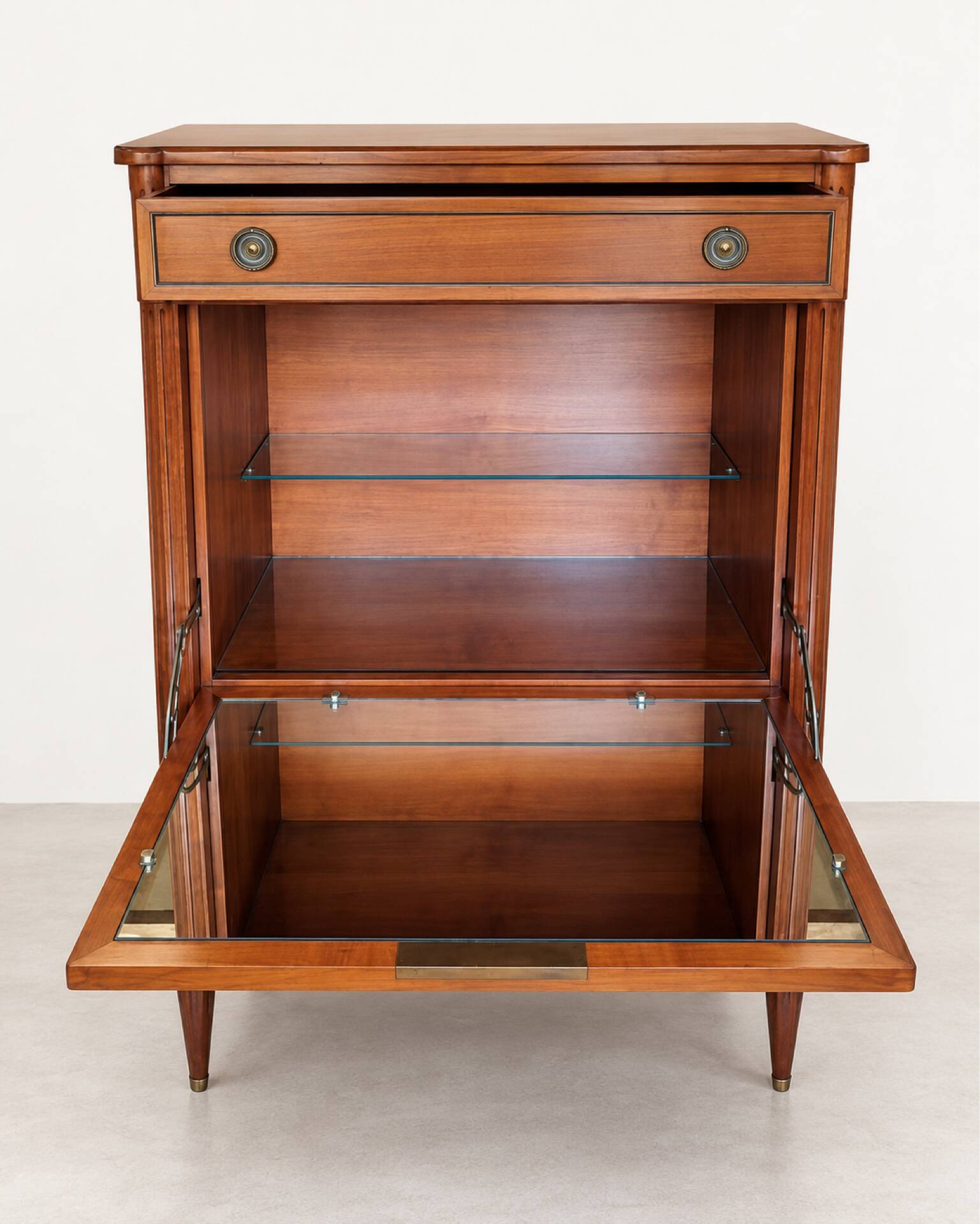 Solid wood bar cabinet, Louis XVI style – mirror and shelf