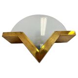 Big mid-century brass and glass design wall lamp - around 1980s