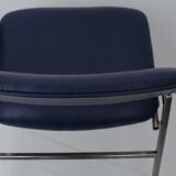 Chaise pliable skaï bleu pieds chromés
