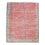 7x9 Turkish Soft Red Bordered Rug, 220x272 Cm