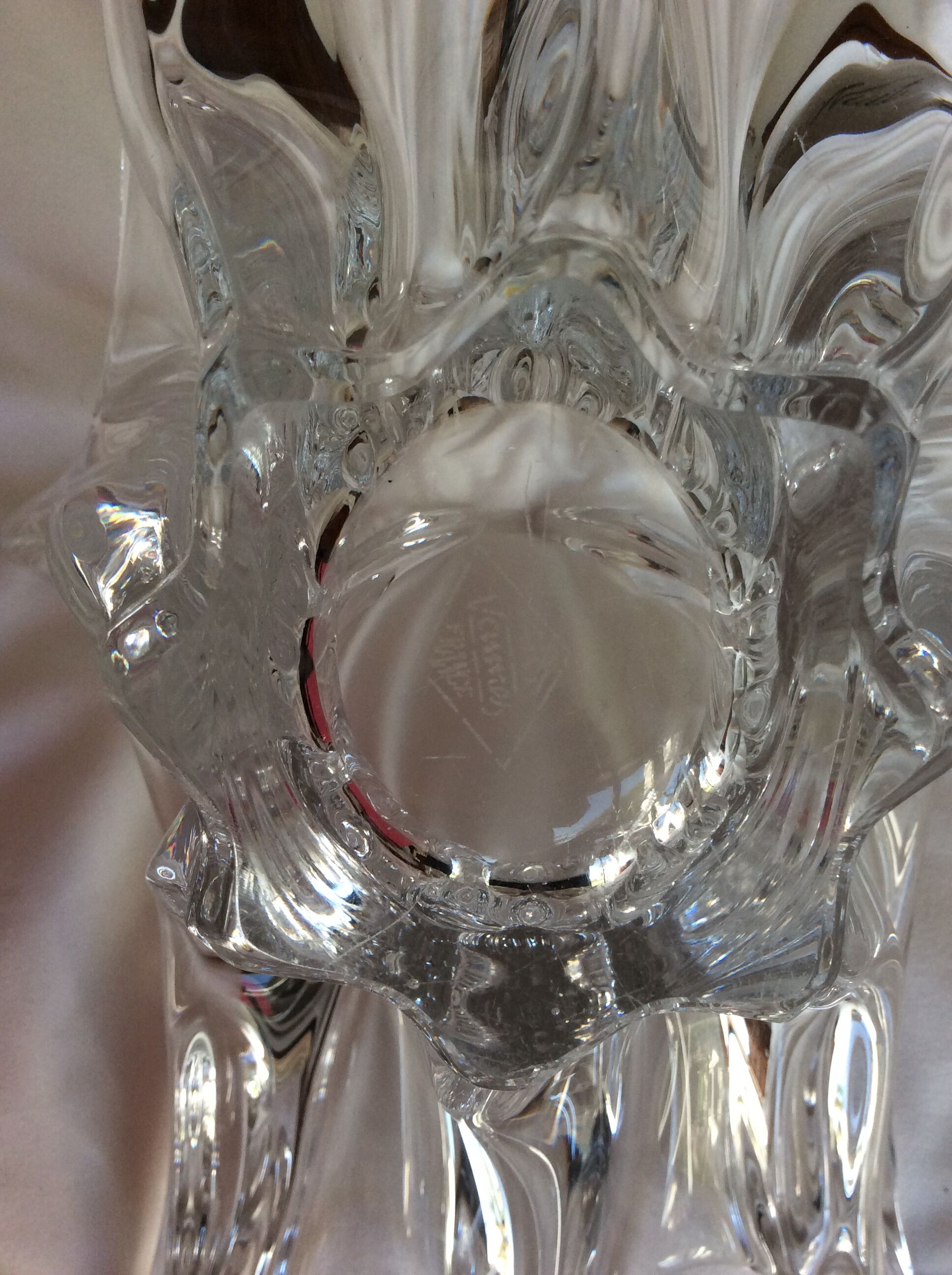 Crystal fruit cup with handles Art Vannes France - vintage