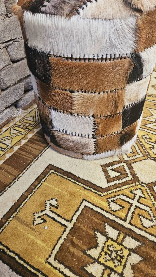 Pouf ou tabouret patchwork année 1980