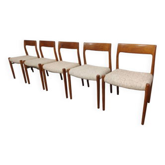 Dining Room Chairs Model No. 77 by Niels Otto Møller, Set of 5