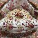 Elegant Louis XV style bergère in cherry wood and floral velvet.