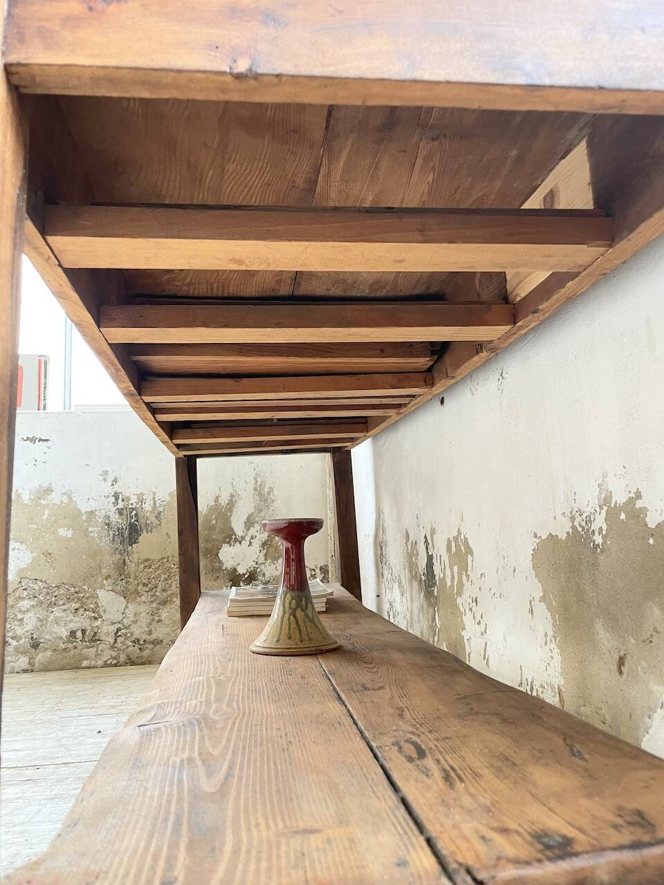 Drapery console table in pine