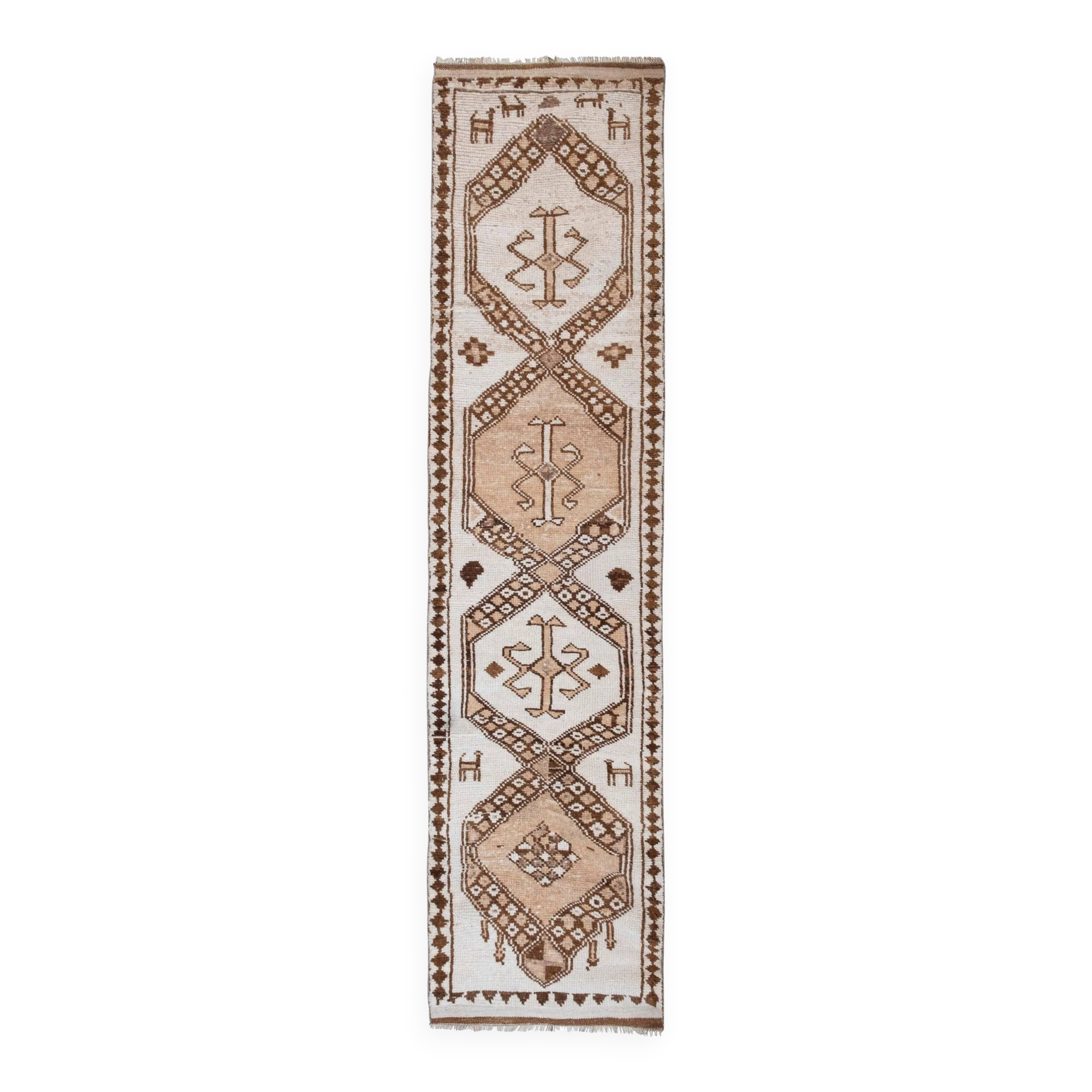 Vintage Turkish hallway rug 83x350 cm