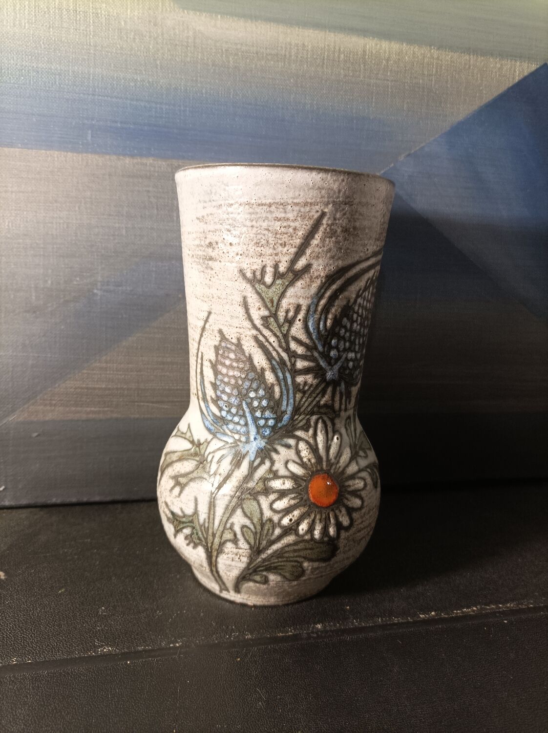 Handmade Vallauris ceramic vase, signed Fonck and Mateo