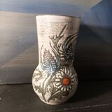 Handmade Vallauris ceramic vase, signed Fonck and Mateo