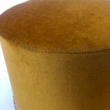 Velvet and fringed ottoman