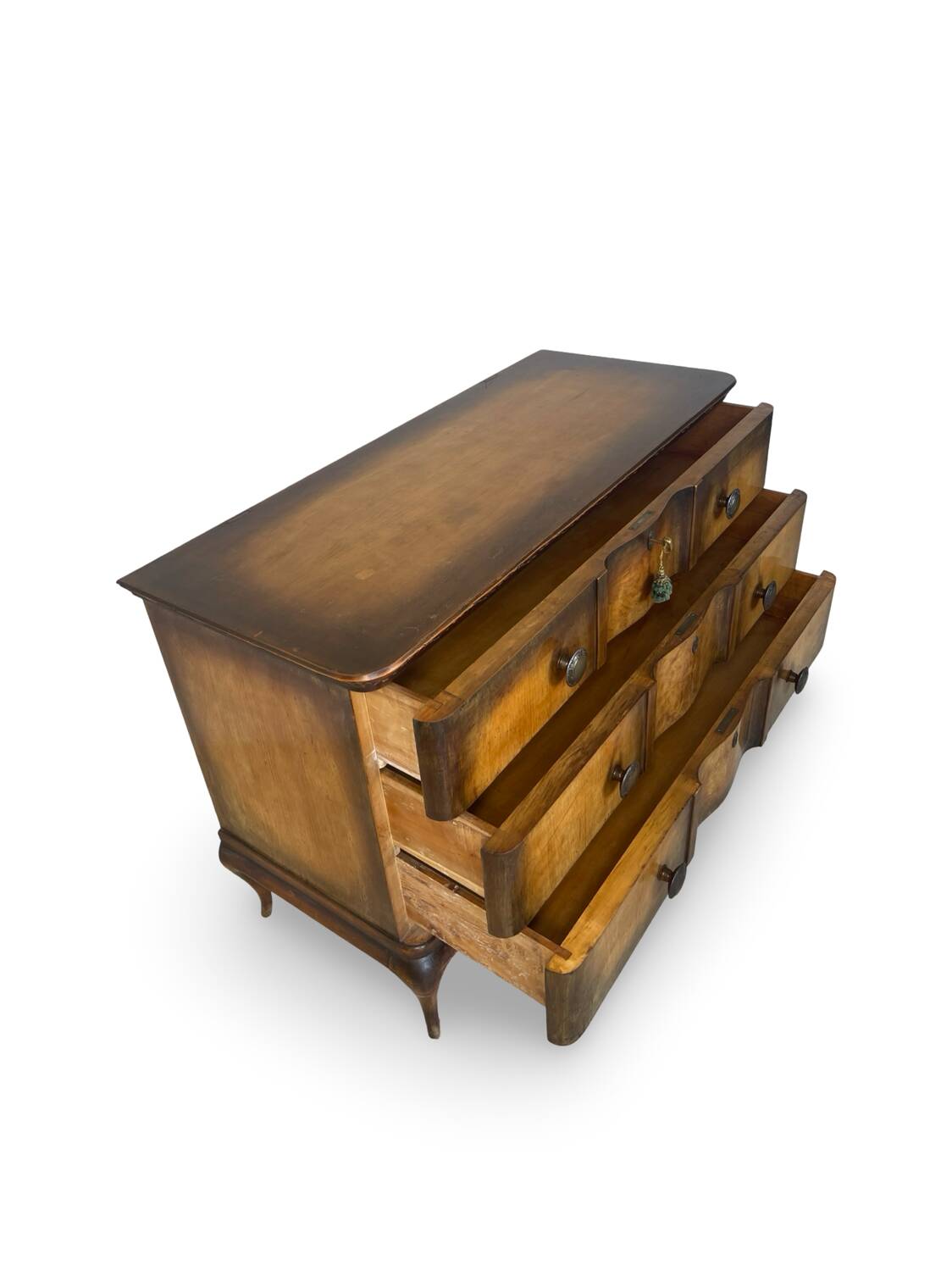 Commode italienne en placage et bois massif de noyer, années 1940-1950