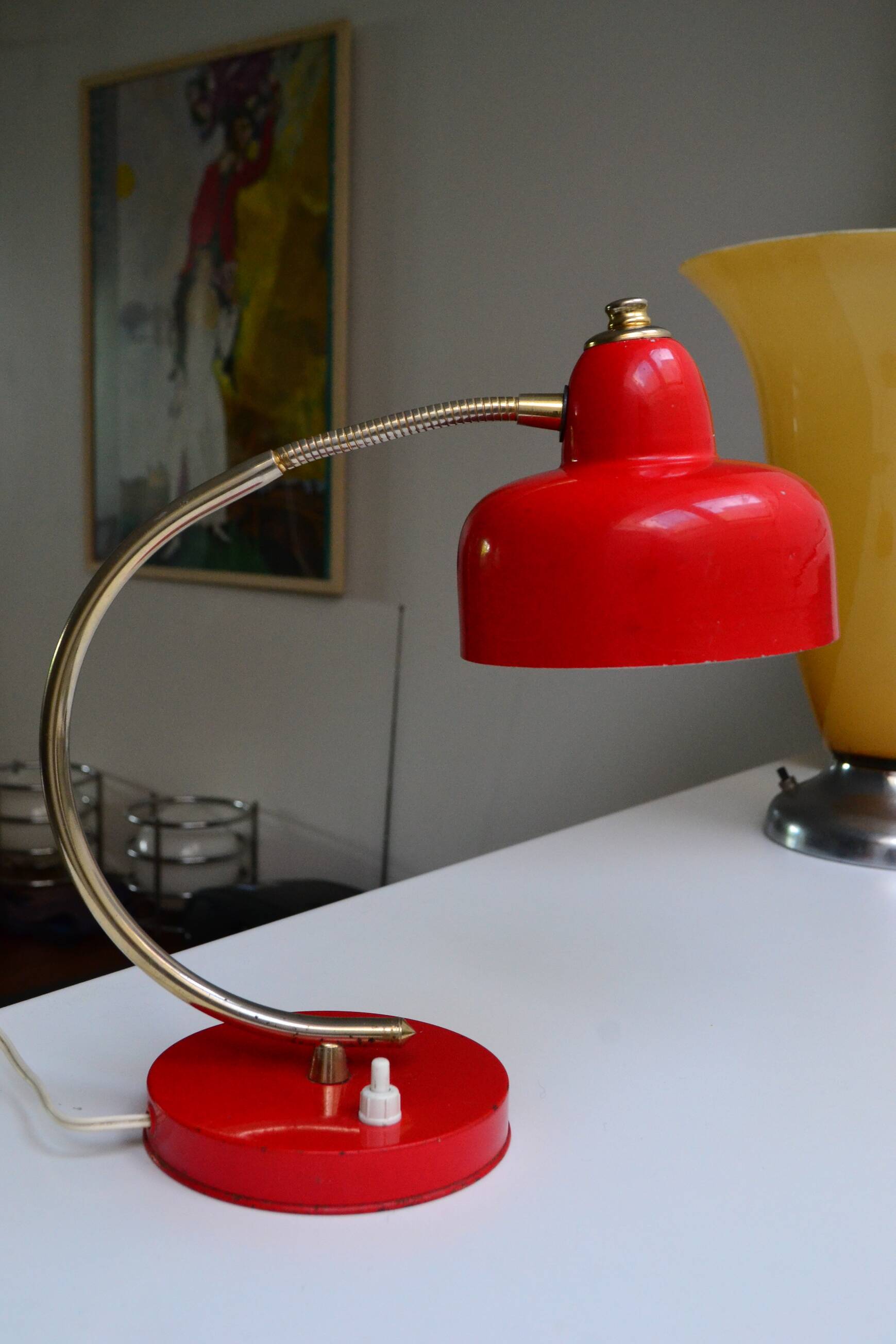 Red 1960s chicken lamp