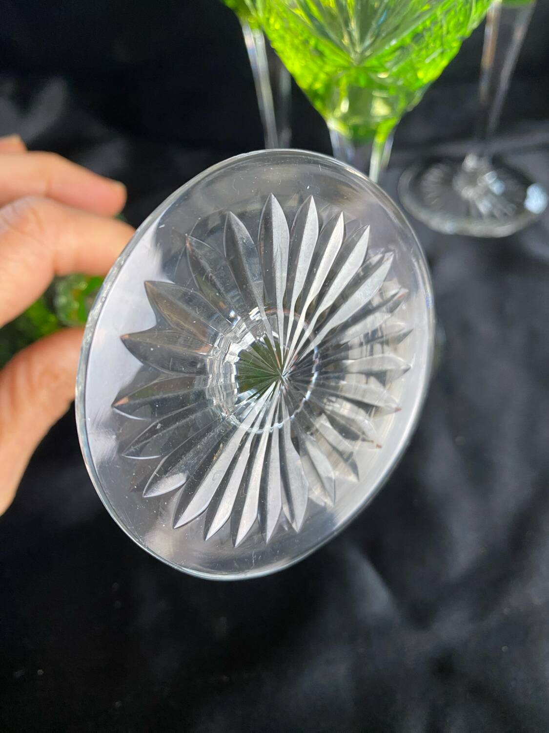 Set of 4 cut crystal white wine glasses