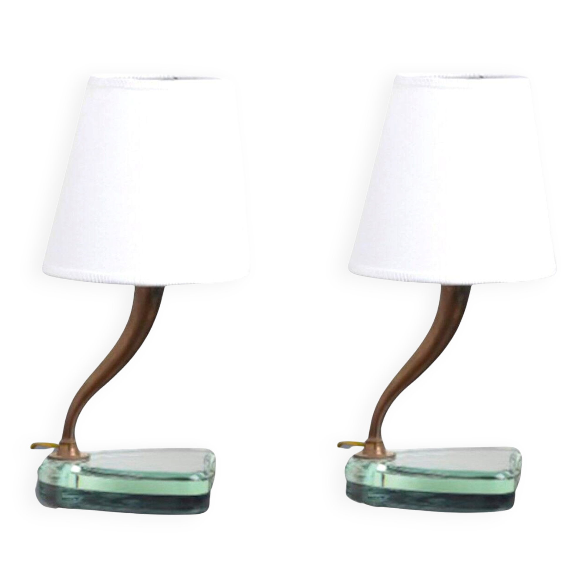 Paire de lampes de table en cristal et laiton attribuées à Emilio Lancia, années 1930