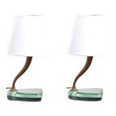Paire de lampes de table en cristal et laiton attribuées à Emilio Lancia, années 1930