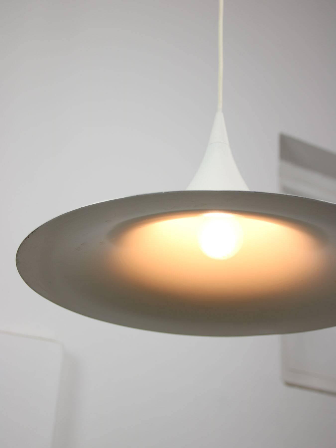 Danish White Trumpet Pendant Lamp by Claus Bonderup & Torsten Thorup