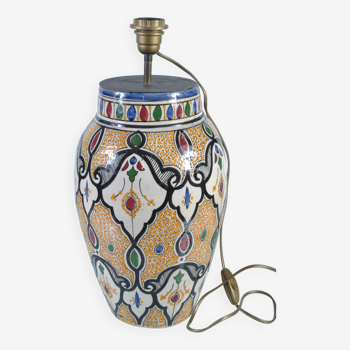 Large Moroccan Azur vase / with a system to transform into a lamp, H: 39 cm