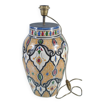 Large Moroccan Azur vase / with a system to transform into a lamp, H: 39 cm