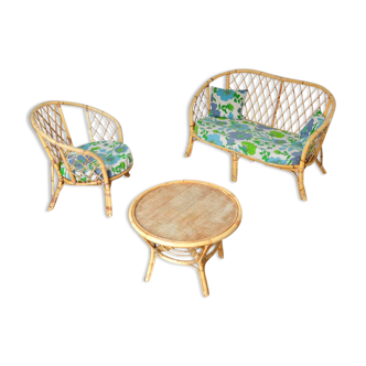 Vintage rattan lounge set 1970