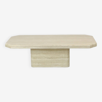 Table basse vintage rectangulaire en travertin 1970 Design italien