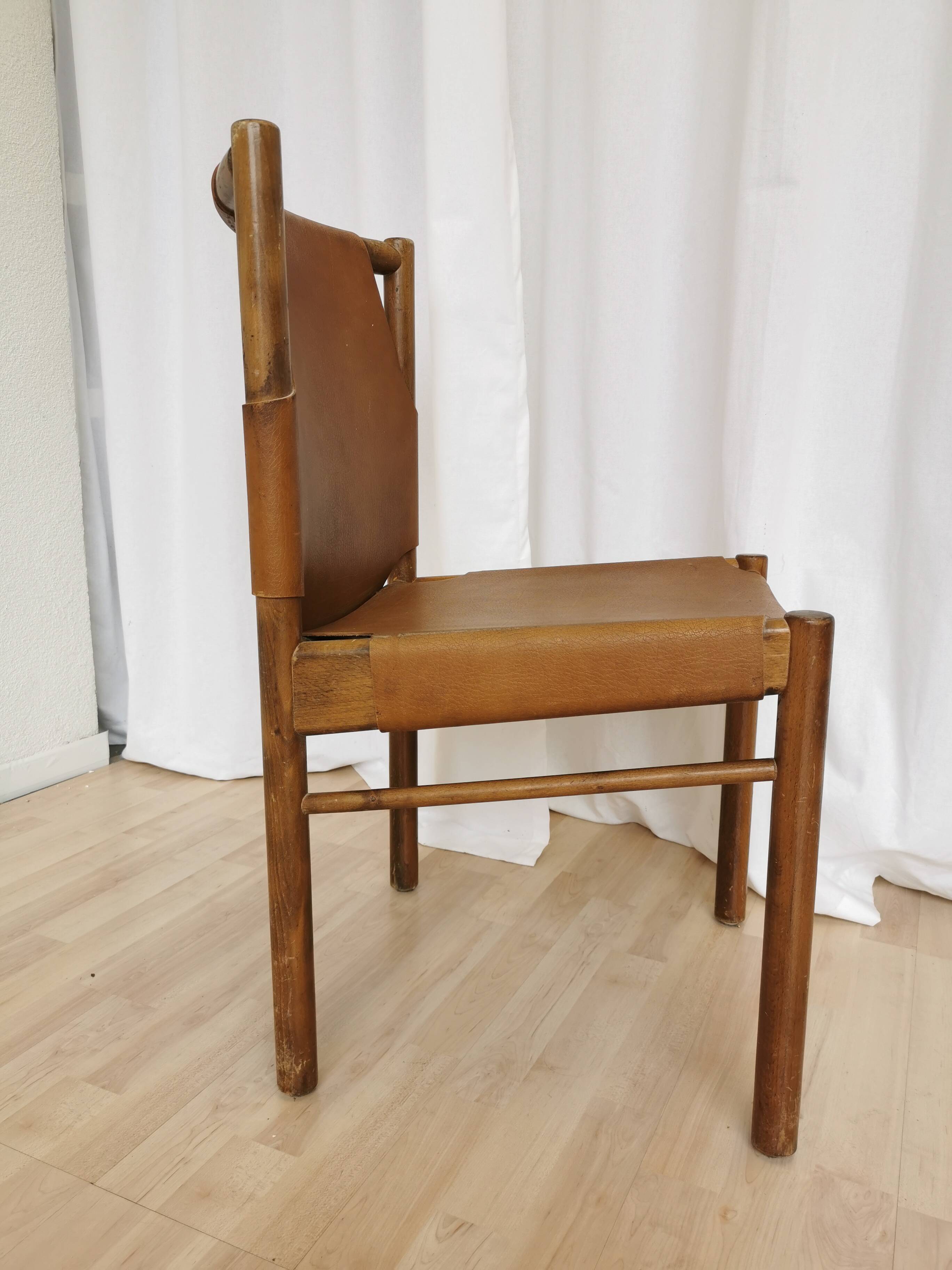 Vintage Janez Lajovic Leather Dining Chair: Mid-Century Modern 1980s