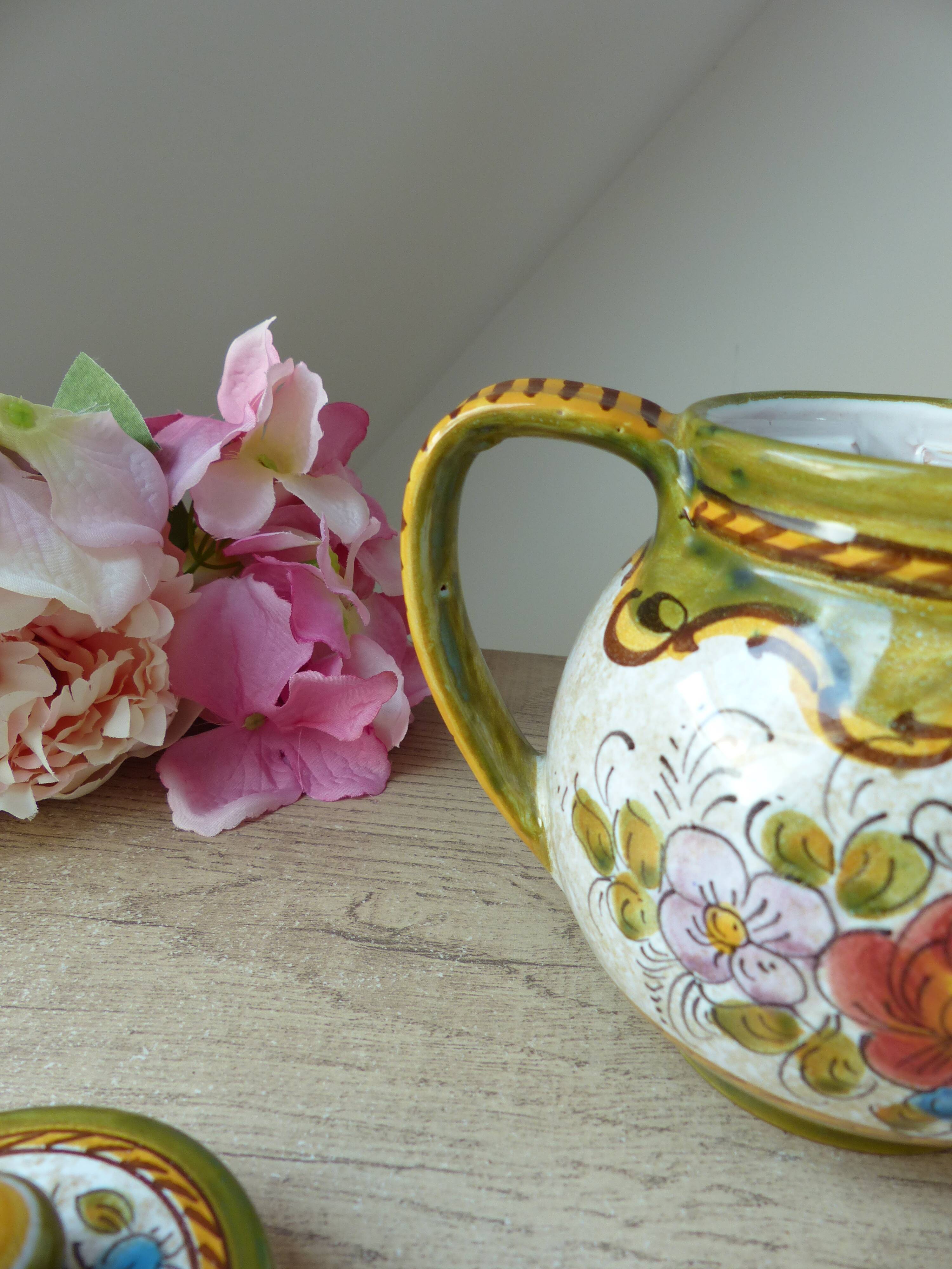 Pitcher, tiled kid from Deruta, Italy, Vintage