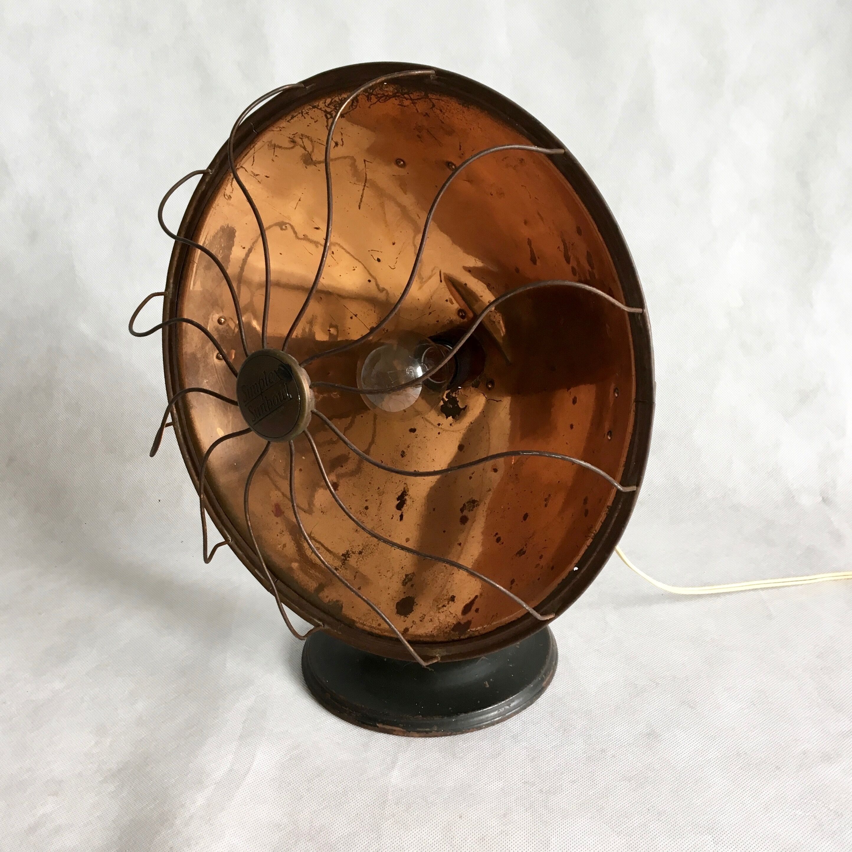 "Simplex Sunbowl" Copper Floor Heater Table Lamp, 1920s