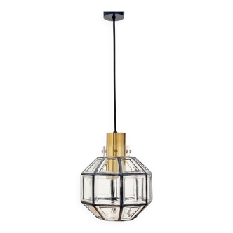 Mid-century octagonal glass ceiling light from limburg, germany, 1960s