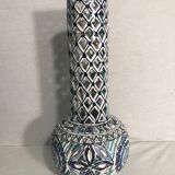 Former openwork vase painted glazed ceramics decoration vintage