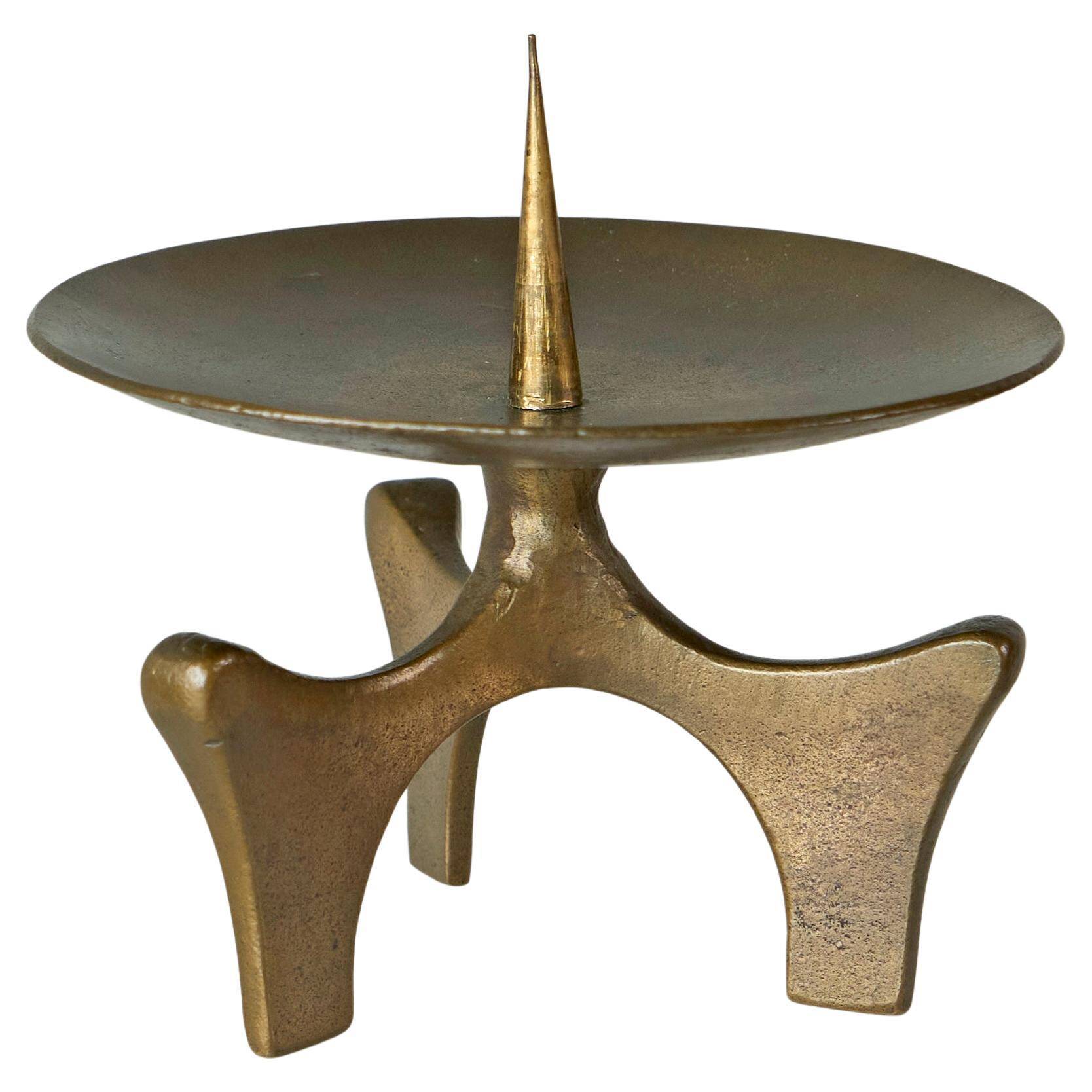 Brutalist sand-cast iron candlestick, 1960s