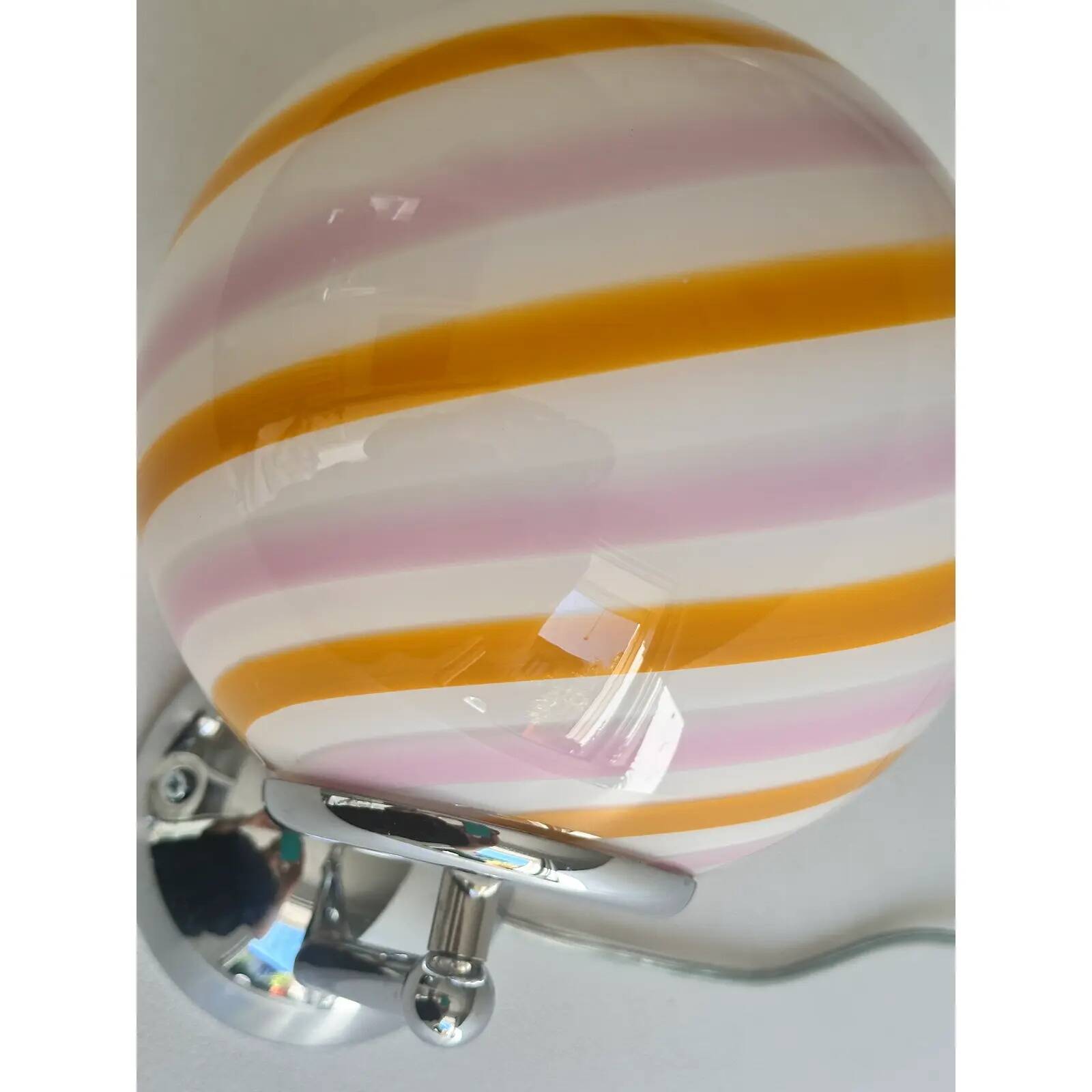 Pair of Contemporary Amber and Pink “Rods” Murano Glass Wall Sconces