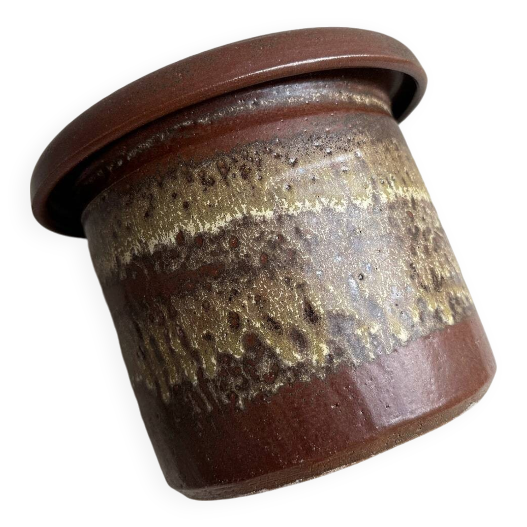 Large vintage fat lava ceramic flower pot / planter