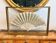 Mother-of-pearl fan and embroidered textile by Claude de Muzac – under frame
