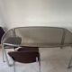Space Age dining table in smoked glass & chrome