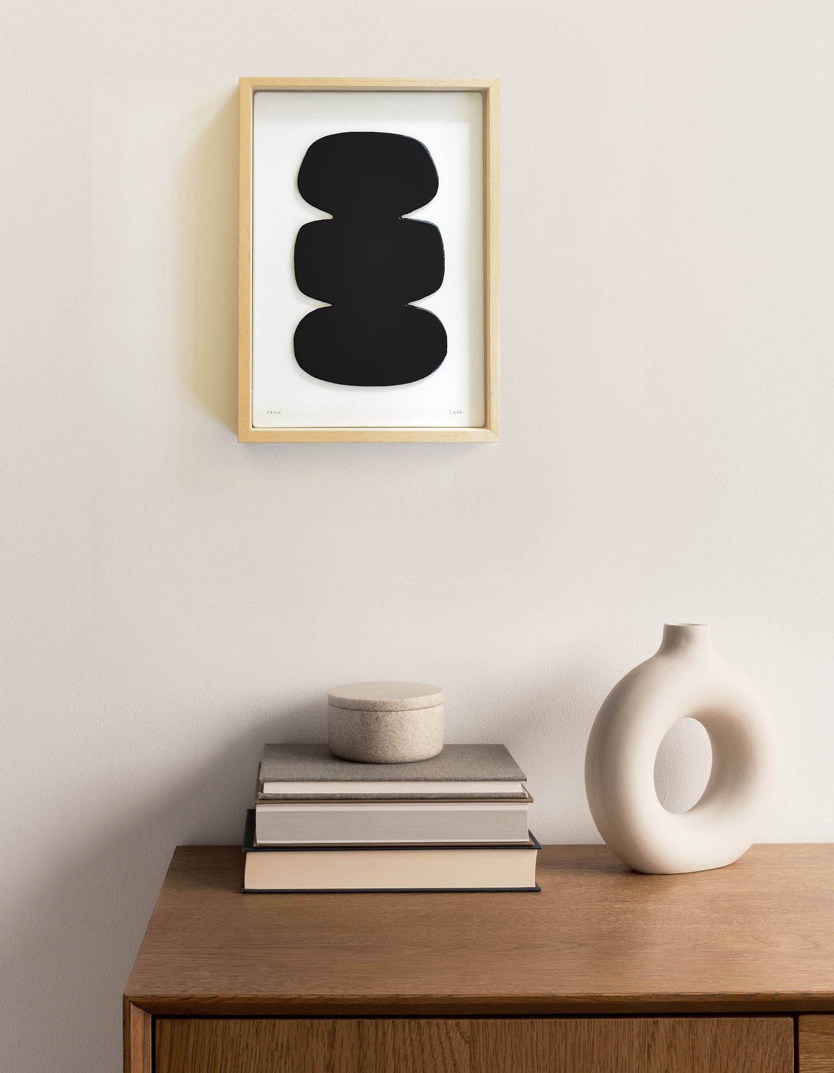 Abstract painting in cut and painted wood signed eawy