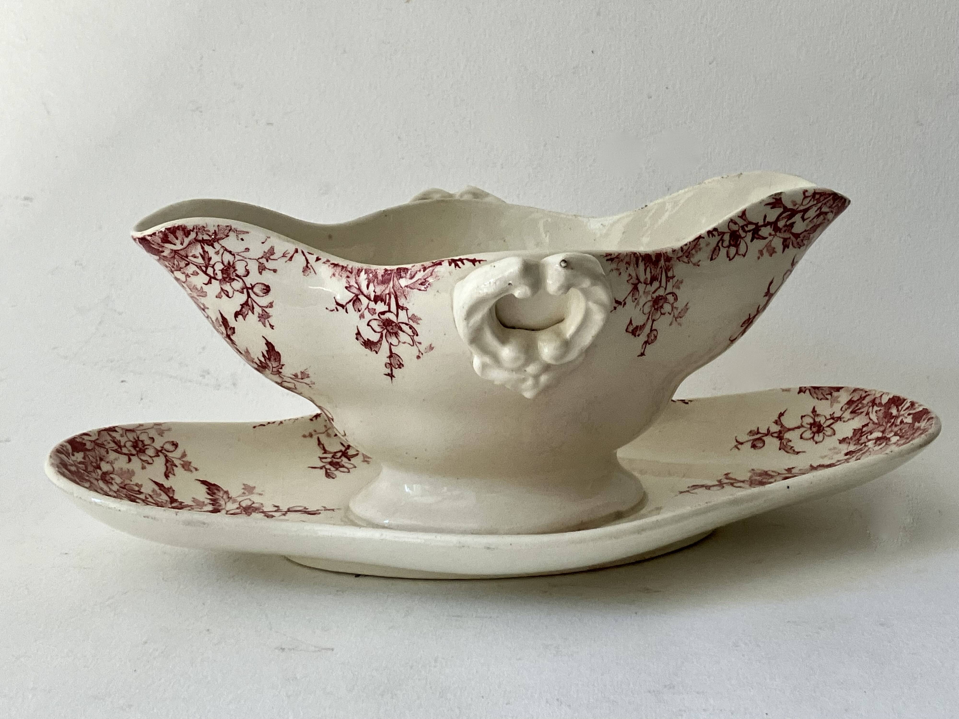 Sauce boat, Gien opaque porcelain - Printemps service