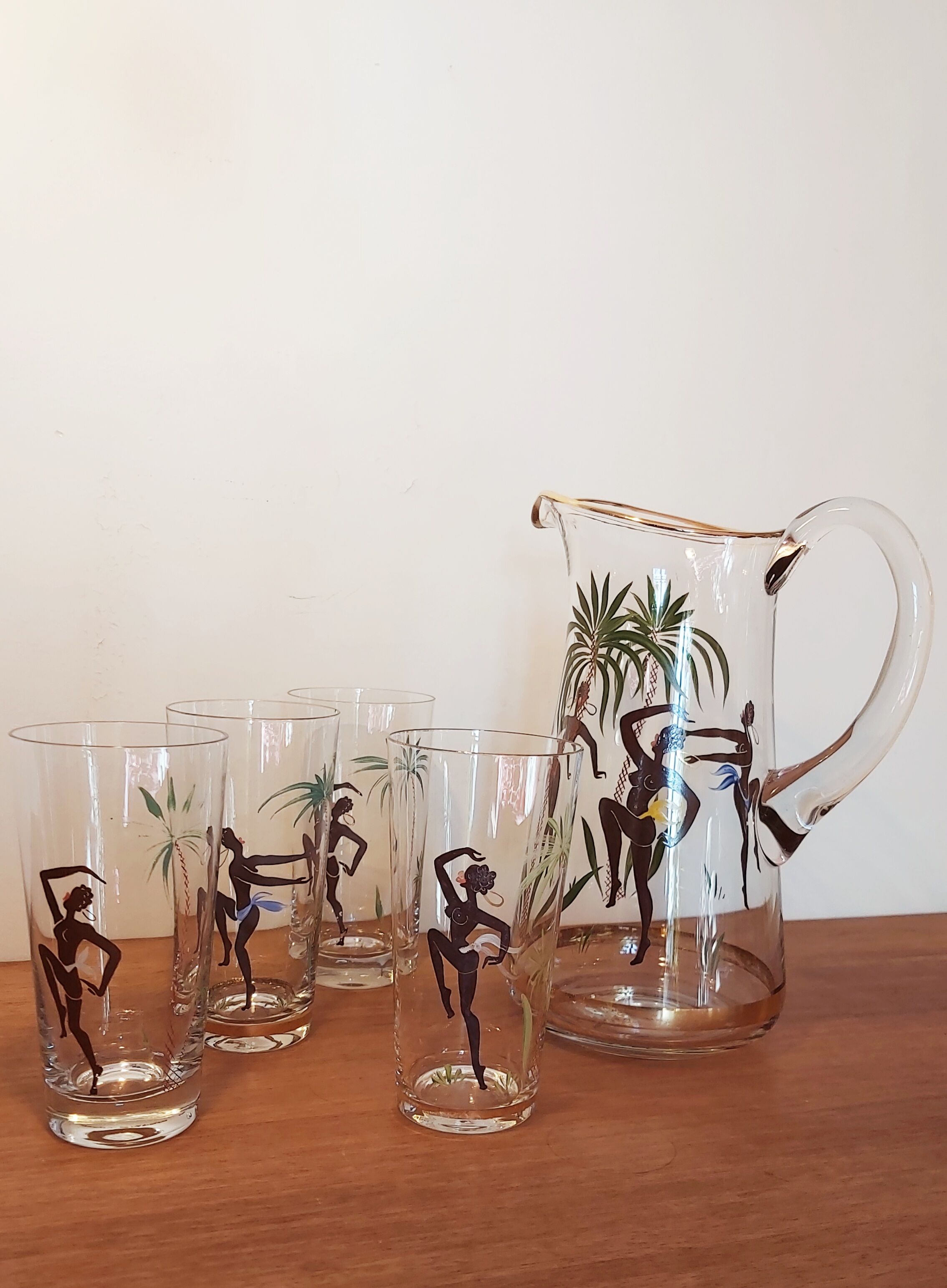 Set carafe and 4 crystal glasses Villeroy & Boch 1950