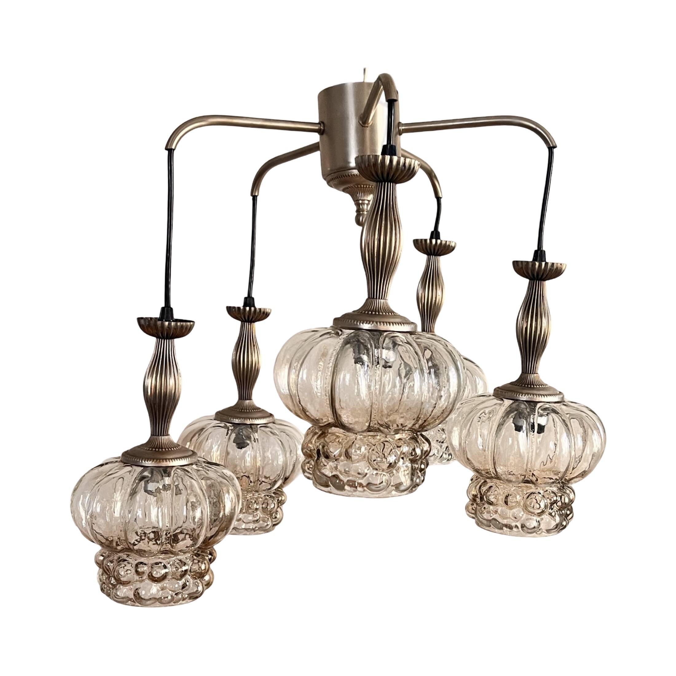 Mid-century modern cascade chandelier veb narva leuchten, germany, 1970s.
