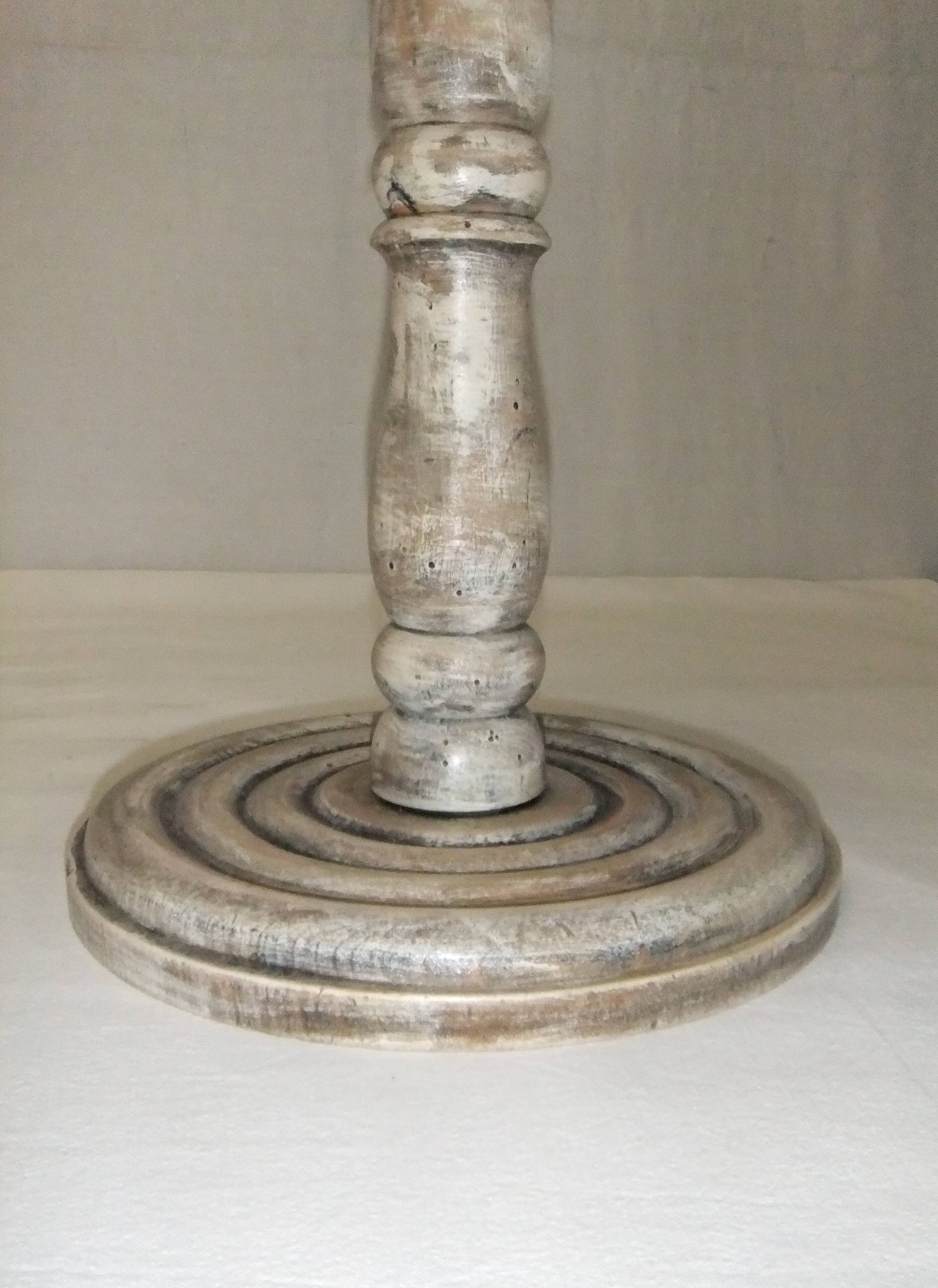 Wooden side table plant holder ivory patina ashtray rotating tray