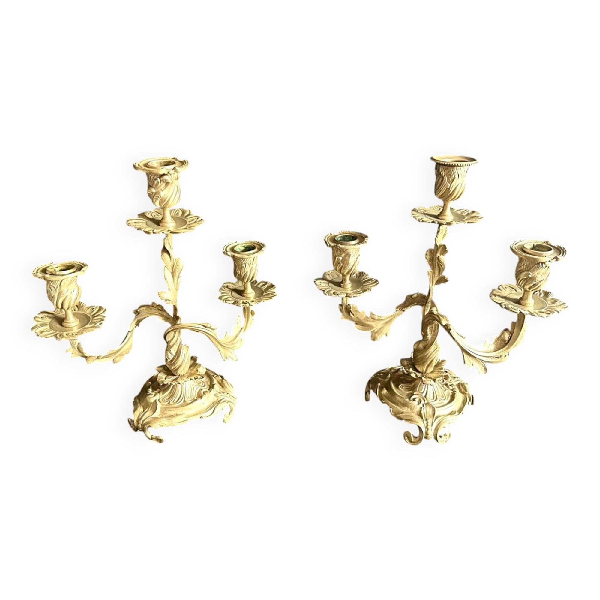 Pair of candlesticks, bronze candelabras, 19th century.