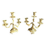 Pair of candlesticks, bronze candelabras, 19th century.