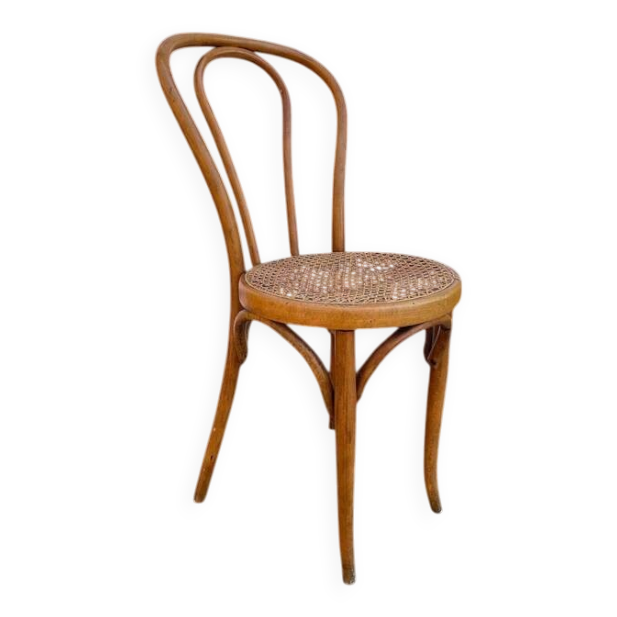 Bistro chair Horgen Glaris in curved wood and caning, Switzerland, circa 1900.